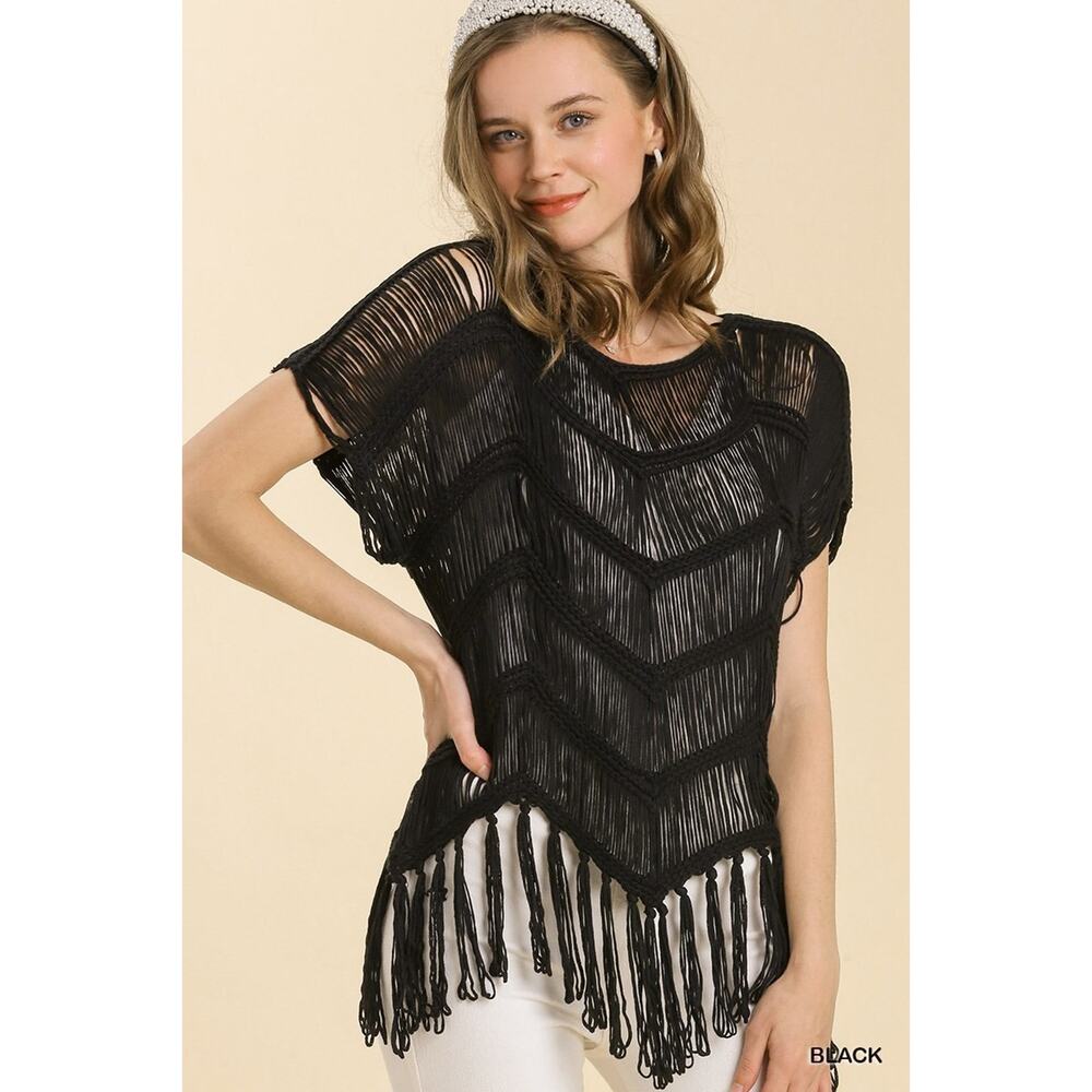 UMGEE - Crochet Knit Top Tassels - SMALL